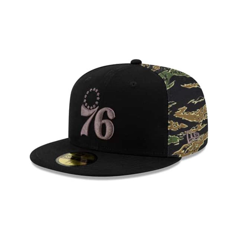 NBA Philadelphia 76ers Camo Panel 59Fifty Fitted (YBN9892) - Black New Era Caps